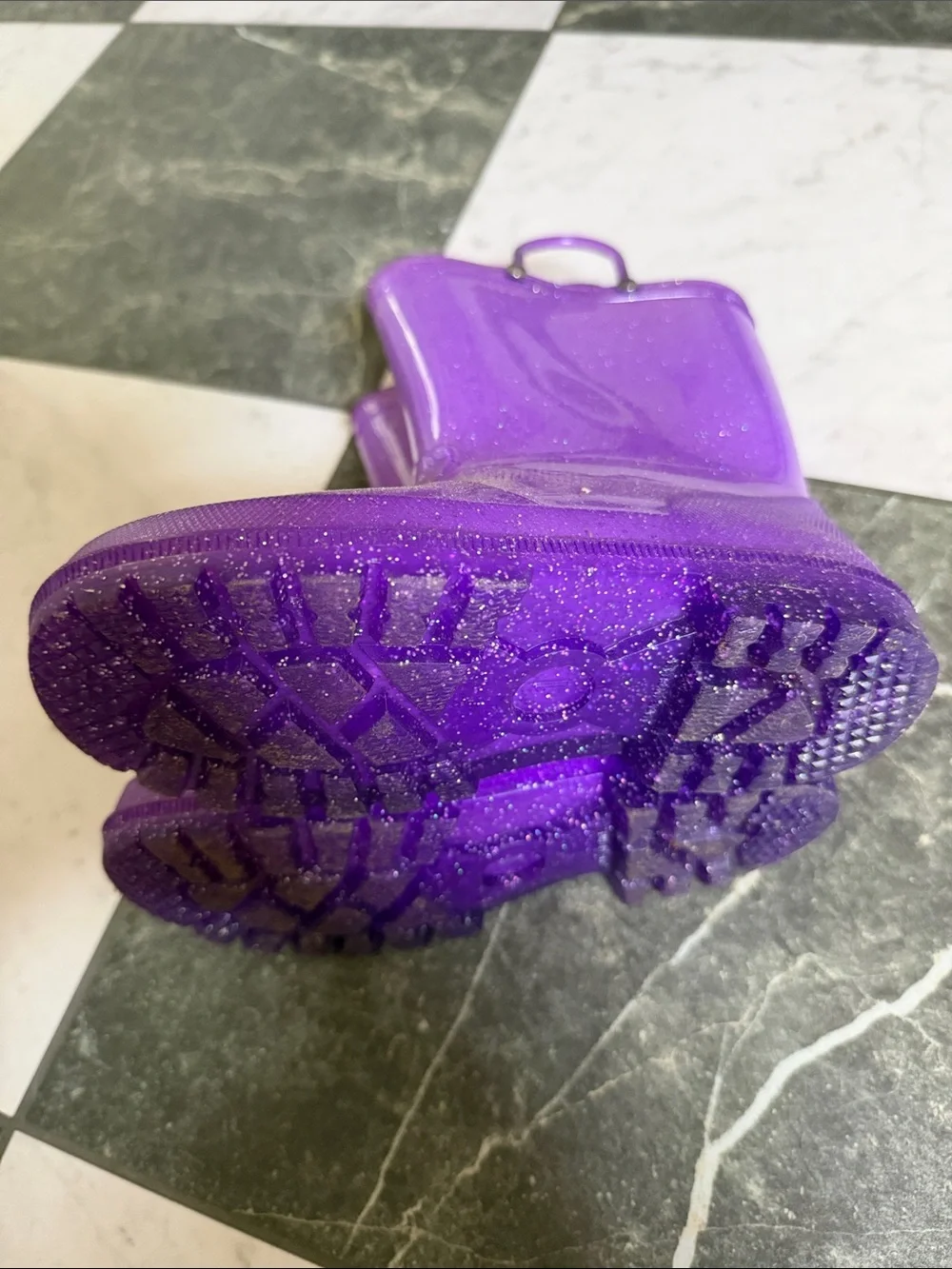 Girls size 1 Purple Glitter Rain Boots like new!